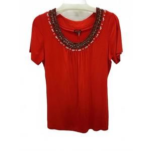 NEW 600 WEST women's beaded tee in tomato